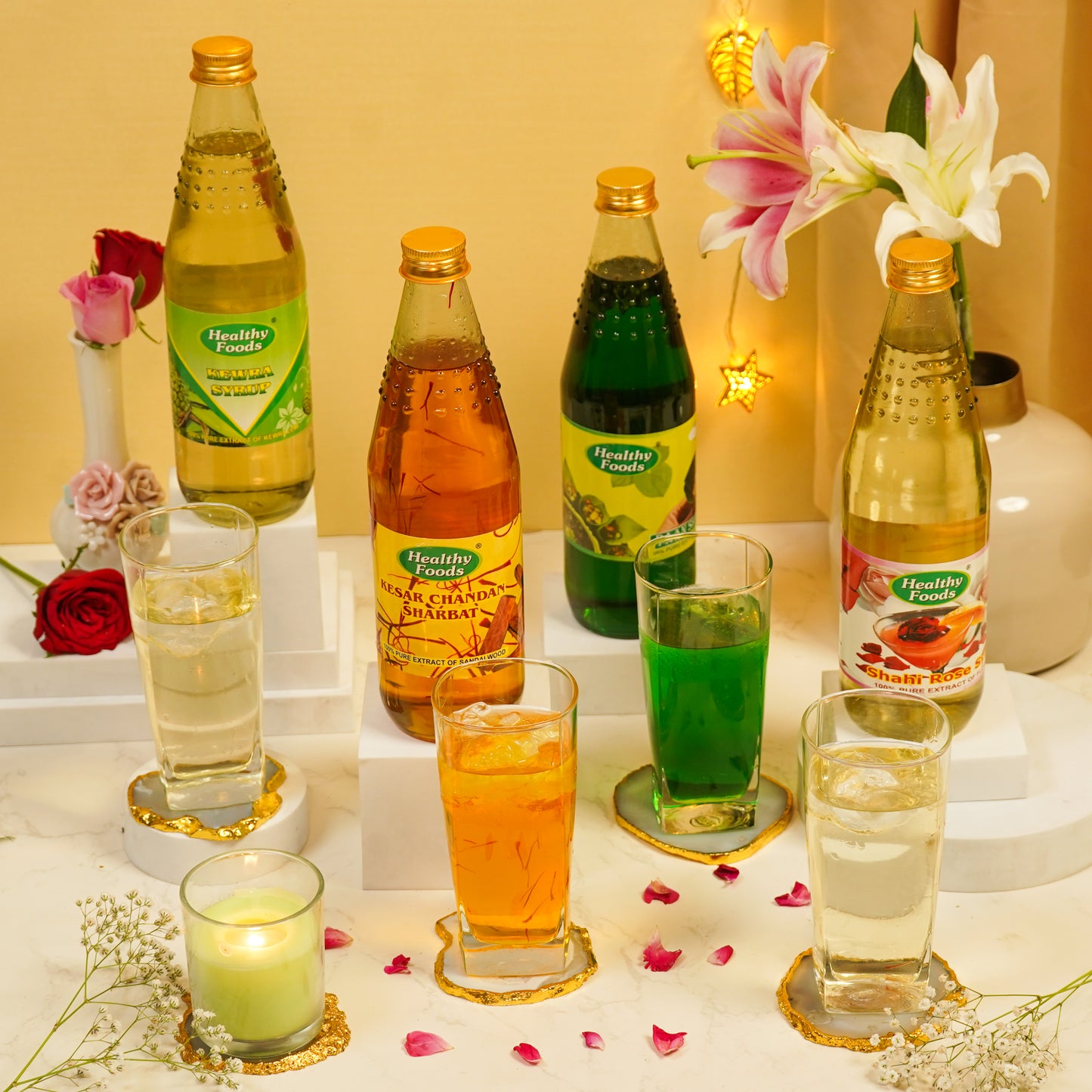 Preservatives Free Sharbat Box ( 4 Flavours, Made from Real Extracts )