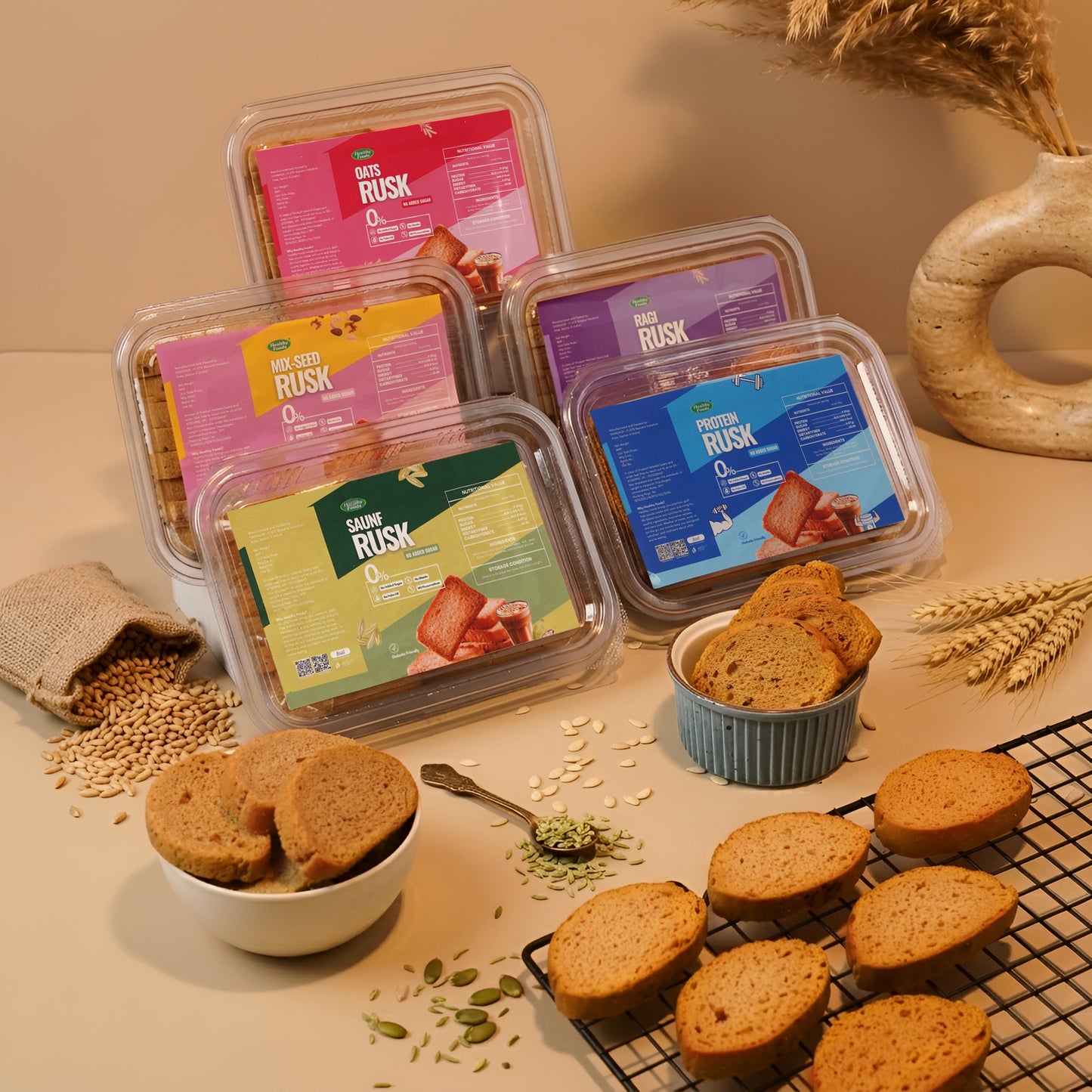 5 Assorted Rusk ( No Added Sugar , No Maida, No Palm Oil)
