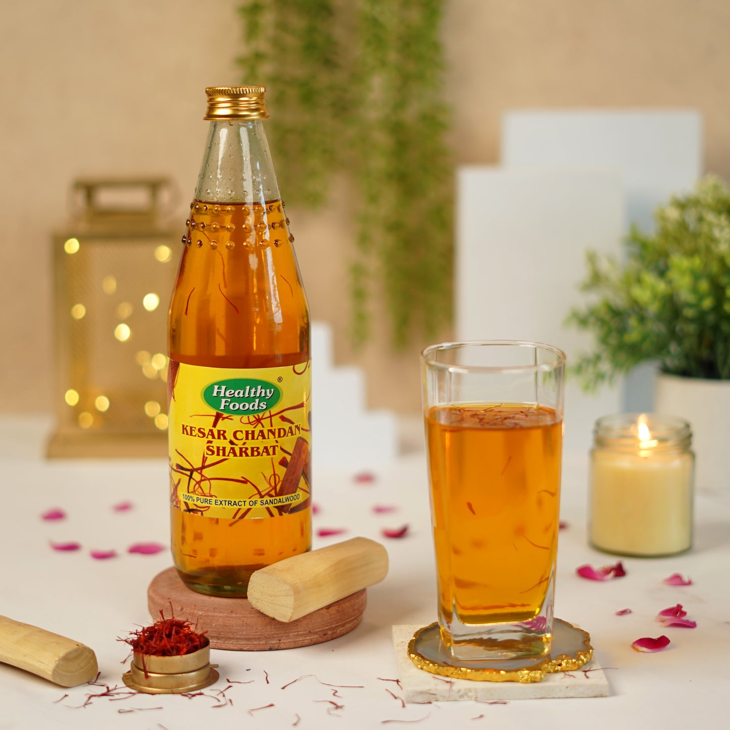 Kesar Chandan Sharbat ( No Added Color, Real Extracts & No Preservatives )