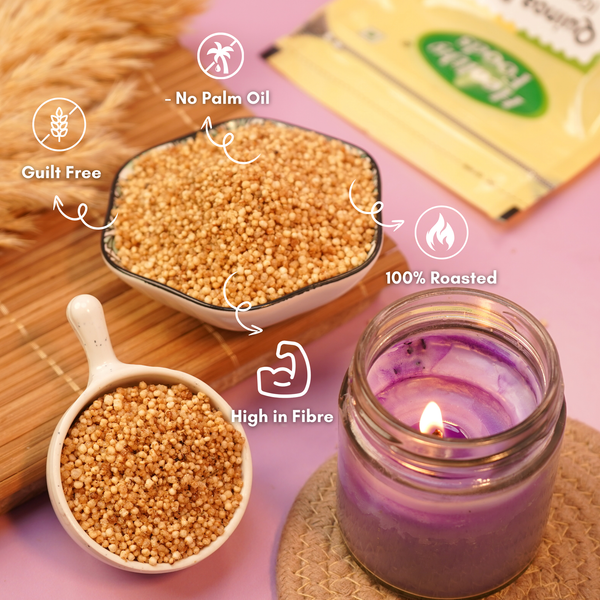 Quinoa Puffs - Cream and Onion  ( Roasted Not Fried , Perfect For Weight loss Snacking ) hover