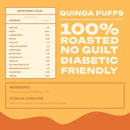 Quinoa Puffs - Cream and Onion  ( Roasted Not Fried , Perfect For Weight loss Snacking )