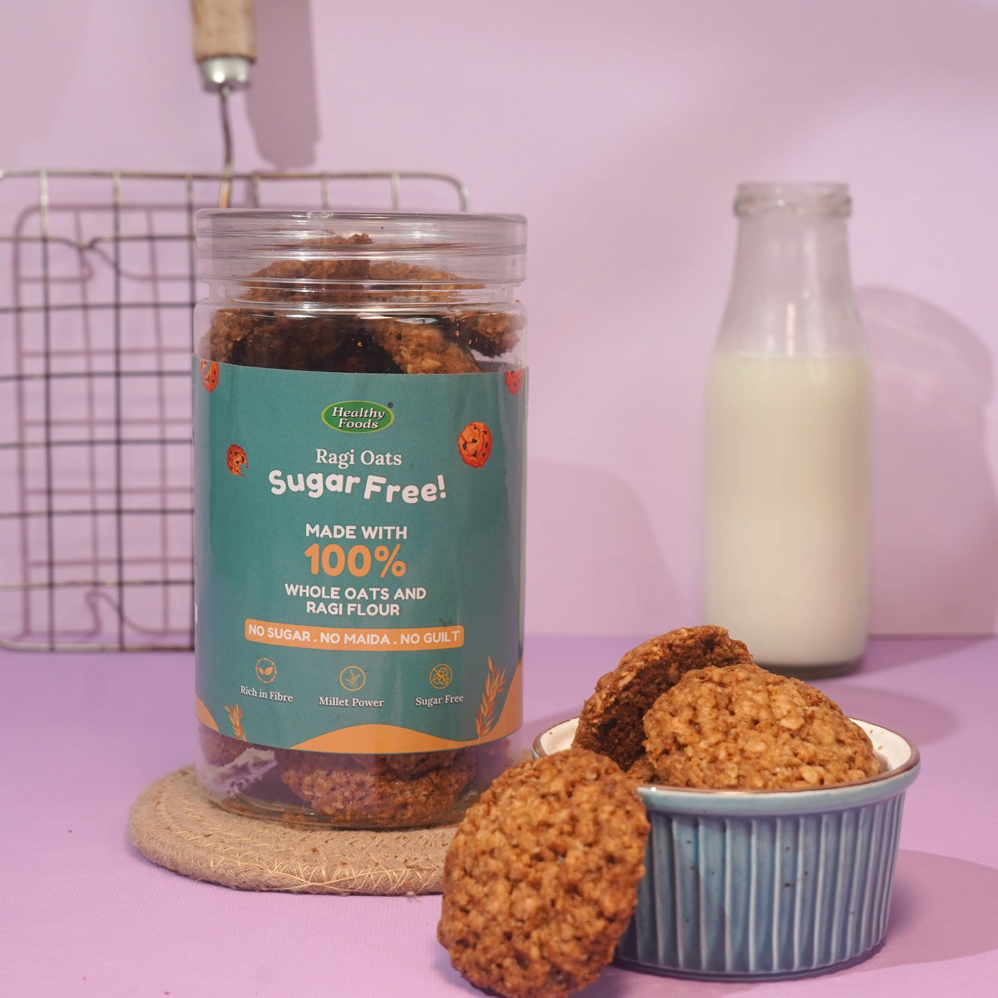 Ragi Oats Biscuits (No Sugar, No Maida, No Oil)