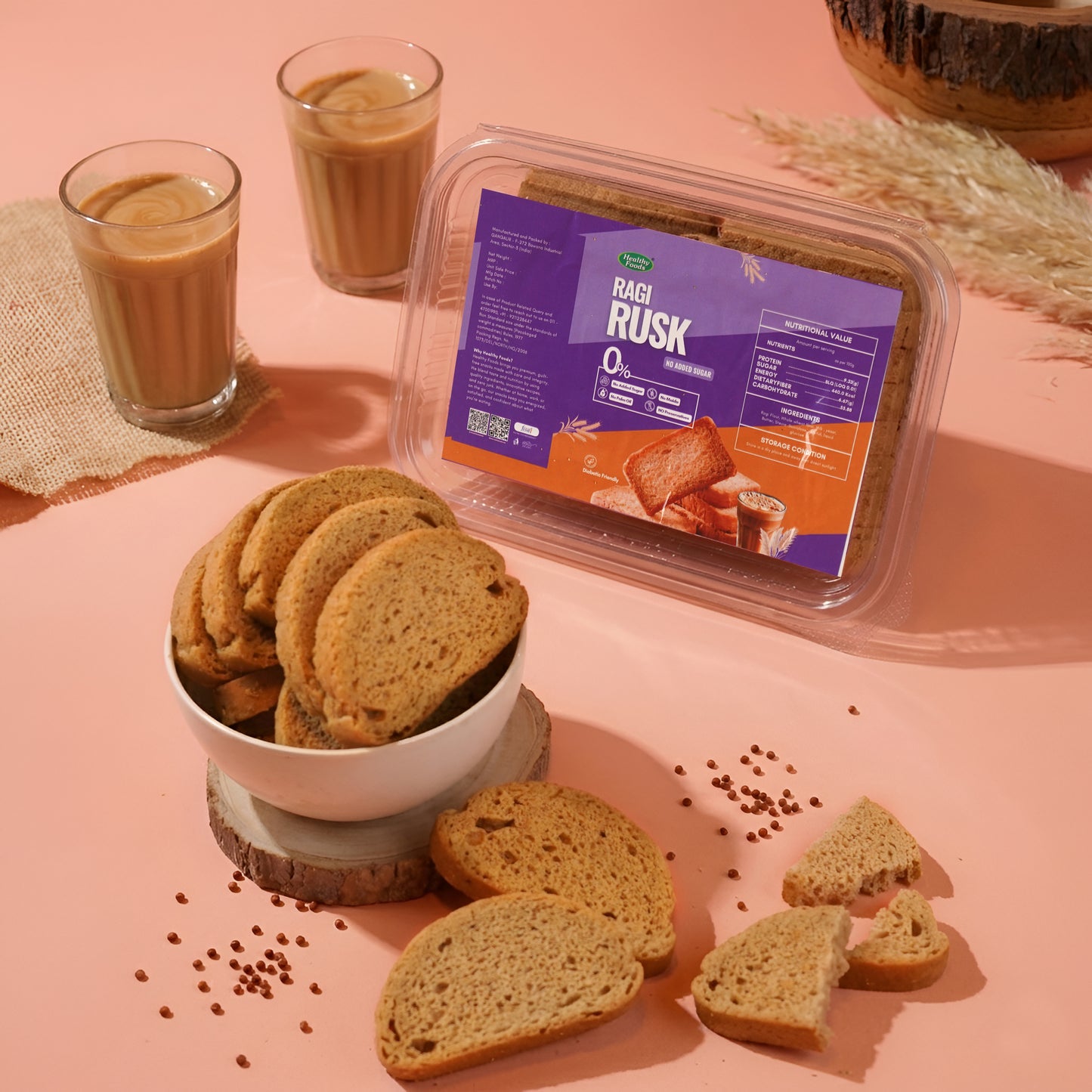 Ragi Rusk ( No Added Sugar , No Maida , No Palm Oil )