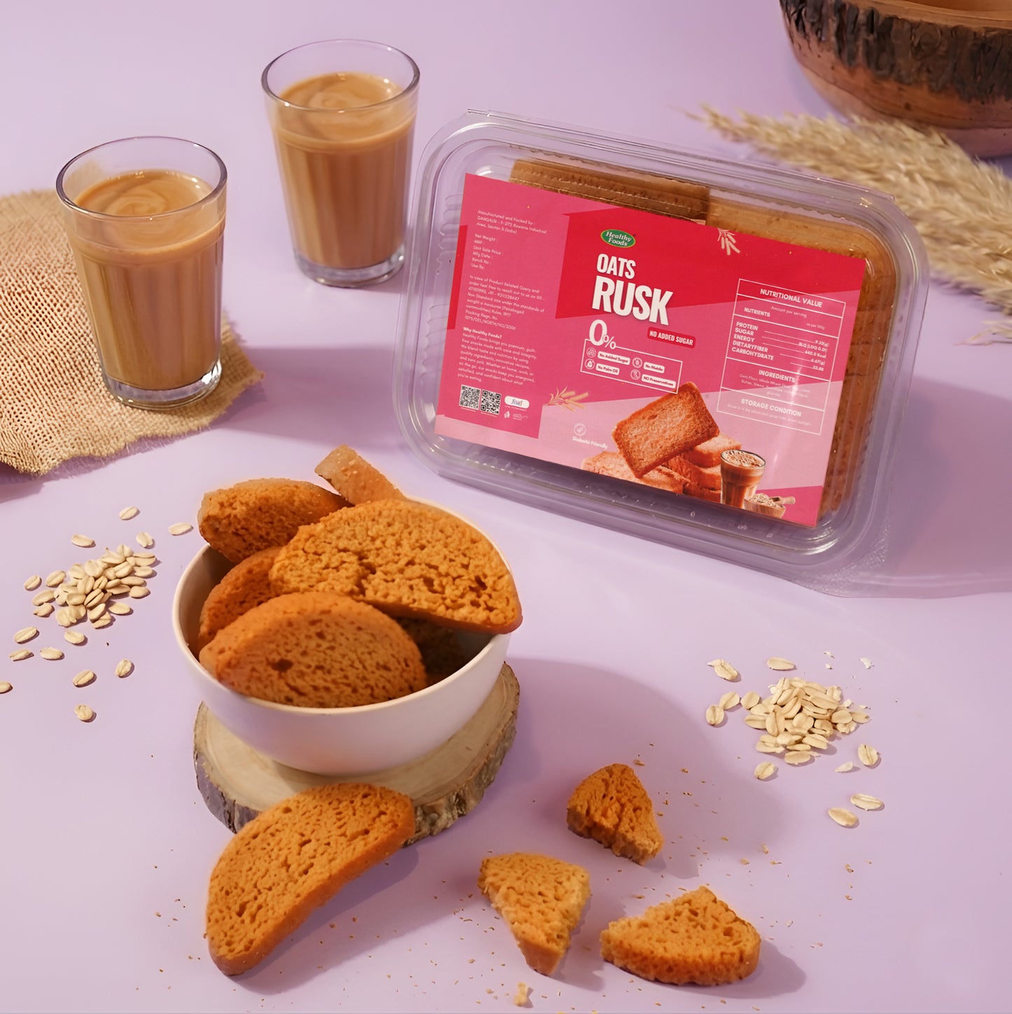 Oats Rusk (No Added Sugar , NoMaida , No Palm Oil)