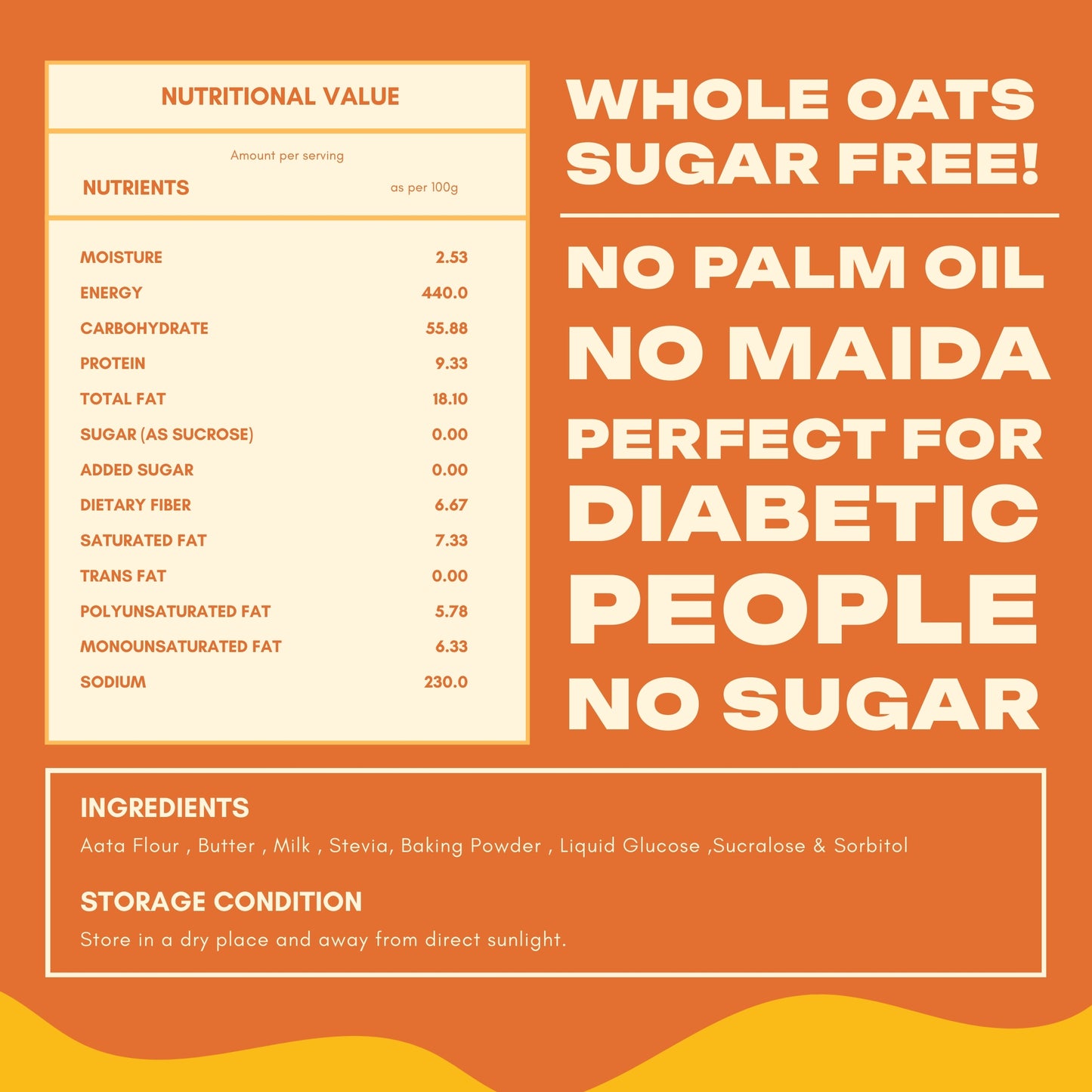 Whole Oats Biscuit (No Sugar, No Maida, No Oil)